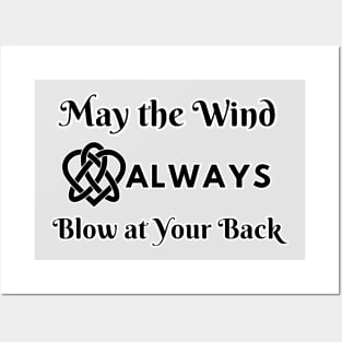Celtic Knot with Irish Proverb May the Wind Always Blow at Your Back on White Posters and Art